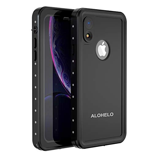 Alohelo iPhone XR Waterproof Case, IP68 Certified Waterproof Shockproof Dirtproof Snowproof Full Body Sealed Underwater Protective Case Compatible for XR (Black)