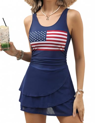 Image of CiCiBird Women One Piece Tummy Control Swimsuit Modest Swim Dress Bathing Suit Skirt Swimwear