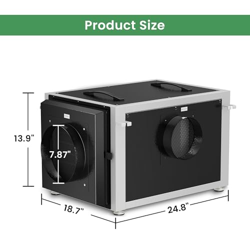 Image of Waykar 158 Pints Crawl Space Dehumidifier with Remote Control up to 6,500 sq. ft., Dual Duct HVAC Commercial Whole-House Dehumidifier for Basement, Industry Water Damage Unit - 5-Year Quality Coverage