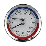 Caldera y medidor de presión para calefacción por suelo radiante, indicador de pantalla dual -120C -10 bar, manómetro de sistema hidráulico con transparente (G3/4)