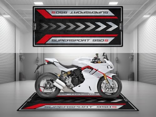 wibeart Alfombrilla de Aparcamiento MPM para Supersport 950 SW, Antideslizante, Resistente al Agua y al Aceite, Ideal para garajes, Salas de | Librea de Rayas - Talla 2: 102 x 47/260 x 120 cm