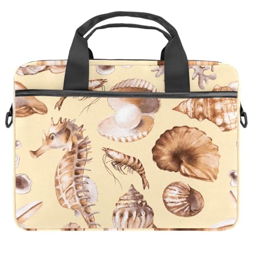 Bolsa bandolera para laptop de 14 pulgadas con diseño de caballito de mar multicolor