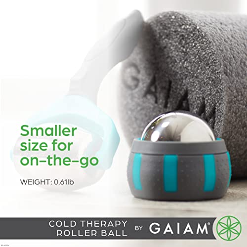 Image of Gaiam Restore Rolling Massager, Cold Therapy (Cold) | Ergonomic Roller Ball | Targeted Muscle, Joint & Trigger-Point Recovery | Compact Size | Pre & Post-Workout Use