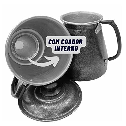 Kit Com 2 Cafeteiras Vermelha ou Preta Craqueada Em Alumínio Econômica Italiana 1,4L (Preta)