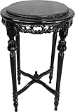 Casa Padrino Barock Beistelltisch Schwarz mit schwarzer Marmorplatte Rund 72 x 45 cm Antik Stil - Telefon Blumen Tisch