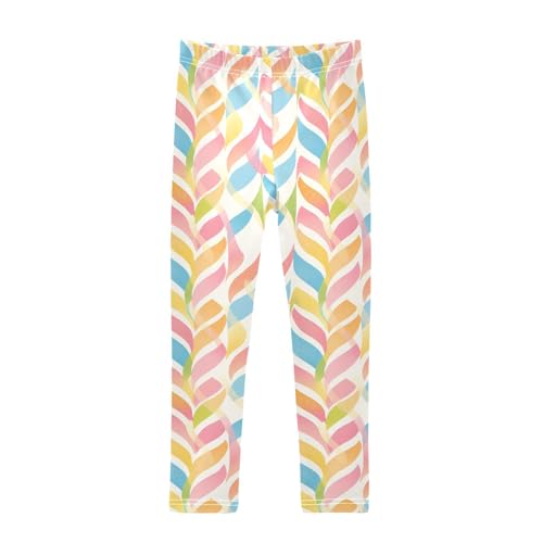 Colorful Stripes Kids Girl's Leggings Stretchy High Waisted Lounge Pants Exercise