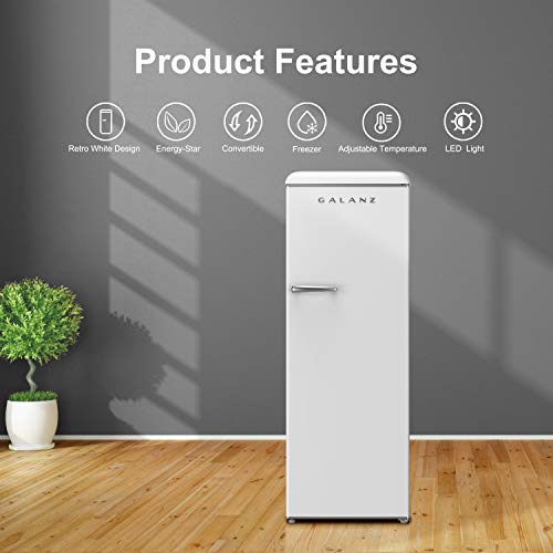 Galanz GLF11UWEG16 Convertible Freezer/Fridge, Electronic Temperature Control, 11 Cu.Ft, Retro White on Fridge.com