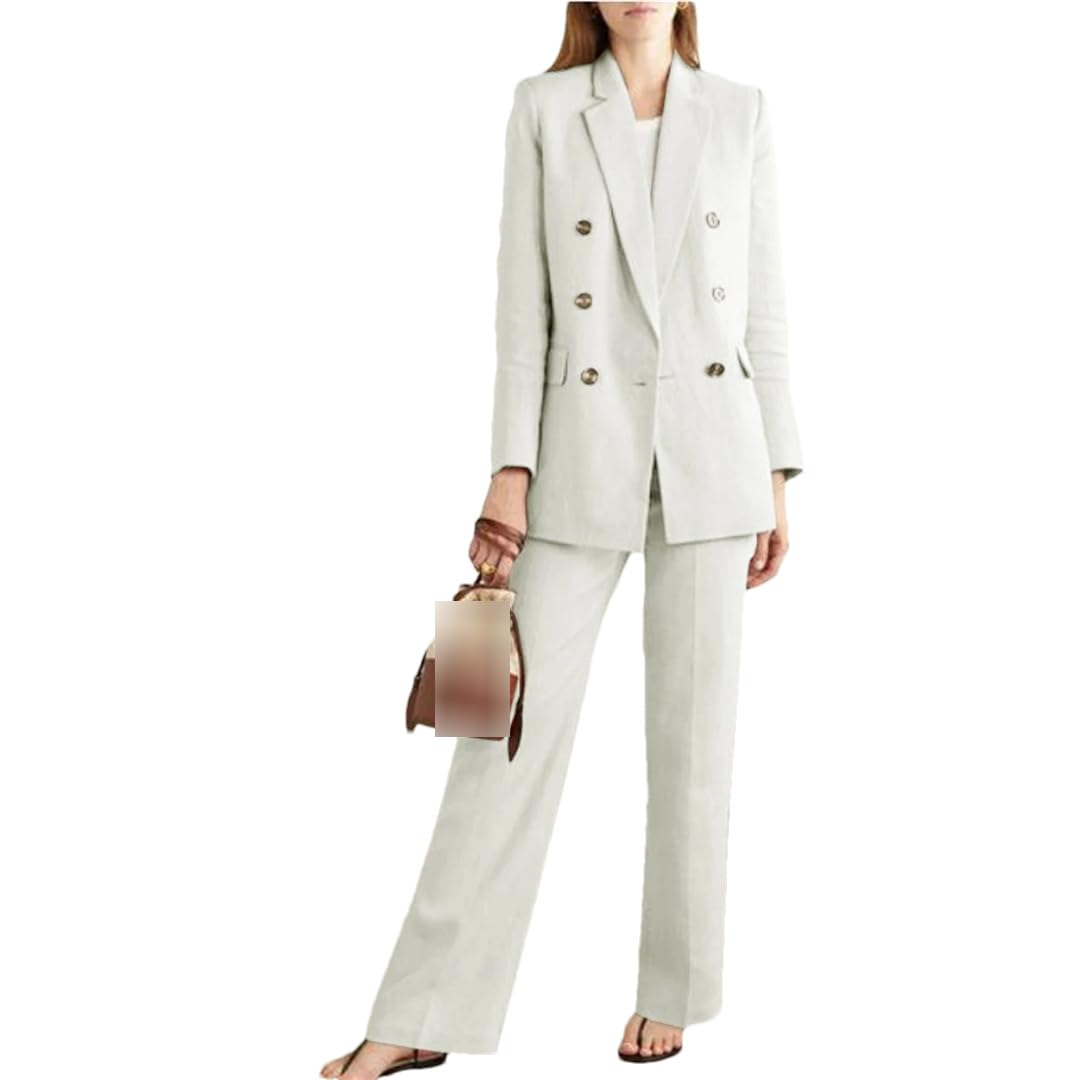 Completo da donna doppio petto casual elegante pantaloni formali, set da 2 pezzi