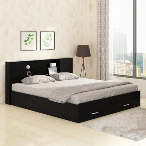 Image of Torque -Thomas Queen Size Bed with Box Storage for Bedroom (Light Brown)