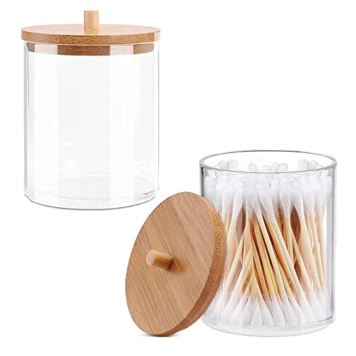 Soporte para Hisopos Algodón, Botes para Maquillaje con Tapas, Transparente Organizador Algodones, Tarros de Plástico Acrílico Transparente, Portátil Transparente Tanque, para Swab Algodón (2 Piezas) Cover