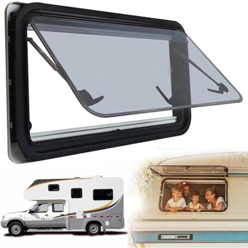 External Push RV Window for Motorhome & Camper, 600x500mm, Side Hinged with Built-in Blind & Fly Screen, Weatherproof Ventilation for Trailers & Yachts