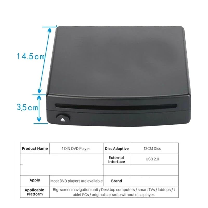 Reproductor DVD Portátil, Radio Universal for Coche, Reproductor de CD/DVD, Interfaz estéreo Externa, conexión USB, navegación GPS