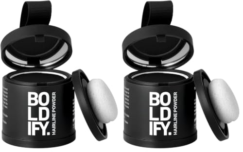 Image of BOLDIFY Hairline Powder - Water-Resistant Root Touch Up Hair Color for Gray Coverage - 24-Hour Stain-Proof, Mess-Free Hair Powder for Thinning Hair (Large 10g, Black)