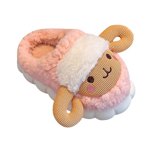 Toddler Kids Cartoon Cute Sheep Plush House Slippers Boys Girls Indoor Home Warm Anti Slip Close Toe Slippers