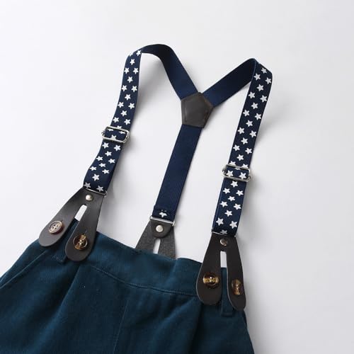 Image of Christmas Toddler Kids Boys Gentleman Clothing Sets Long Sleeve Cartoon Bowtie Shirts+Suspenders Pants Suits