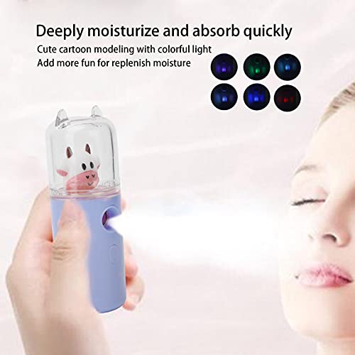 Light Purple and Yellow Nano Facial Mister, 30ml Portable Handy Cool Mist Sprayer with Color Light Function - Image 4