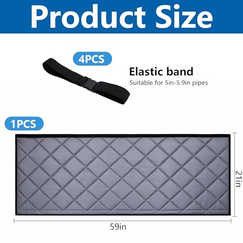 Image of Tlswshsy Quilting Air Conditioner Hose Cover, AC Insulated Hose Cover Wrap with 4 Adjustable Buckle Straps, Portable Air Conditioner Hoses Sleeve for 5''-5.9 inch Diameter Exhaust Duct Vent (Grey)