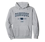 dubuque iowa ia vintage sport design navy stampa felpa con cappuccio