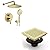 KOJOX Brushed Gold Shower Bundle: 3-Setting High-Pressure Showerhead System with Handheld & 6" Quadrato Pattern Shower Floor Drain in SUS 304