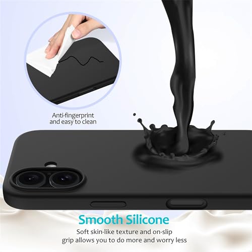 Image of ArmourPro Silicone Back Case for iPhone 16, Soft-Touch Case | Black