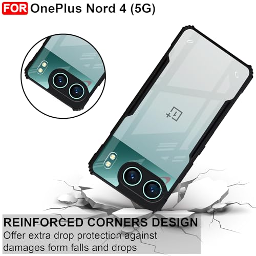 Image of CEDO Backcover for OnePlus Nord 4 (5G) | Camera Protection Shockproof Bumper-Edge | Acrylic Crystal Clear 360 Degree Protection TPU+PC | Transparent Eagle Back Case Cover (Black)