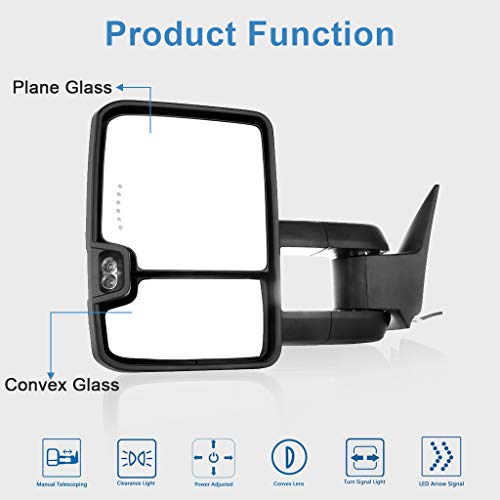 Eccpp® Towing Mirrors Replacement Fit For 1988-1998 For Chevy For Gmc C1500 C2500 C3500 K1500 K2500 K3500 Truck Tow Mirrors Pair #TOP1