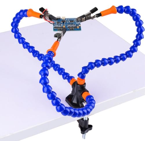 Image of Inditrust Soldering Helping Hands Clamp with 3 Flexible Alligator Clip Arms, Third Hand Soldering Tool, PCB Holder Vise Table Clamp for Electronics Repair, DIY & Craft Work