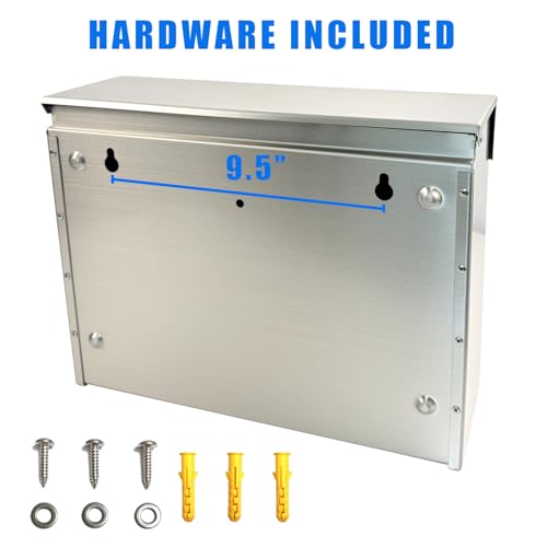 Image of 304 Stainless Steel Outdoor Mailbox with Rain Cover | Wall-Mount Large-Capacity Mailbox with Rust-Resistant Design for Homes, Apartments, Offices & Businesses, Silver