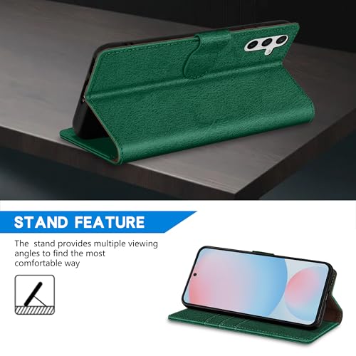 Image of ZZXX for Samsung Galaxy S25 Plus Wallet Case with [RFID Blocking] Card Slot Kickstand Magnetic Closure Leather Flip Fold Protective Phone Case for Galaxy S25 Plus 5G Case Wallet(Green-6.6 inch)