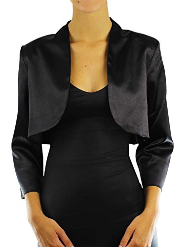 Luxury Divas Dressy Satin 3/4 Sleeve Bolero Shrug Jacket2