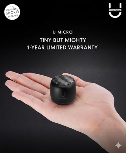 Fashionit U Micro - Small Bluetooth Speaker | Coin-Sized Speakers Bluetooth Wireless with Built-in Mic & Remote Shutter | Portable Rich Sound for Travel, Shower, Beach | Black - Image 4