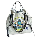 [Guanball] ボールアンドチェーンバッグ ballandchainbag【調節可能ストラップ1本無料】刺繍洒落なショッピングバッグトート買い物袋繰り返し使用エコバッグ 折りたたみ 軽量大容量 バッッグ 収納 コンパクトエコ弁当バッグ (11,M)
