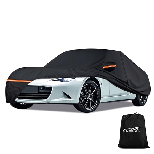 Image of Amooca Heavy-Duty Car Covers Custom Fit for Mazda MX-5 Miata (1989-2024) Waterproof Sun-Proof All Weather for Automobiles Snow Cover 420D with Door Zipper Cotton Lining