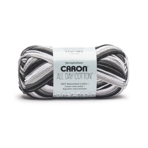 Image of Caron All Day Cotton Prints Yarn for Crocheting, Midnight Storm, 3-Pack