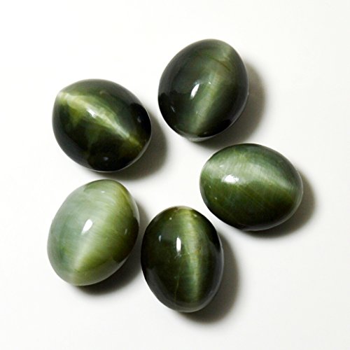 Œil de chat lot de 5 pierres originales de 30 carats en forme ovale - 3