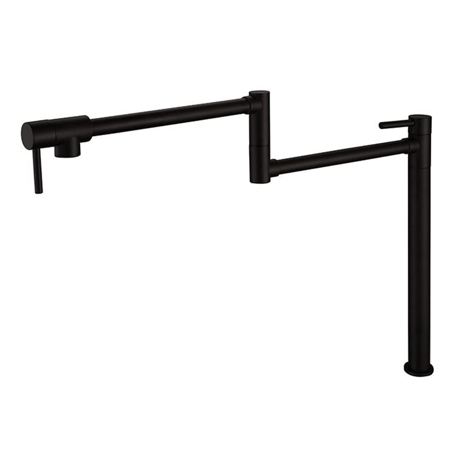 ASerZenith Pot Filler Faucet, Deck Mounted Folding Kitchen Sink Faucet With Double Joint Swing Arm, Two Handle Single Hole Kitchen Faucet, Brass Single Cold Kitchen Pot Filler Tap,Black