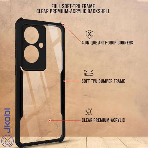 Image of Jkobi Back Case Cover for Oppo Reno11 F 5G | Oppo Reno 11F 5G (Shockproof with Polycarbonate Clear Panel | Professional Black)