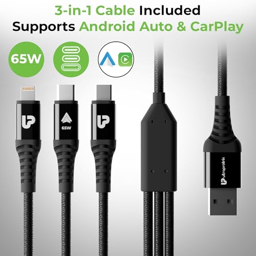 Image of UltraProlink Mach Trio-Link 51W Dual Port Fast Car Charger (USB-C PD 30W /PPS 33W + USB-A QC 18W) with 65W 3-in-1 Nylon Braided Cable 1.5m | CarPlay & Android Auto|UM1270