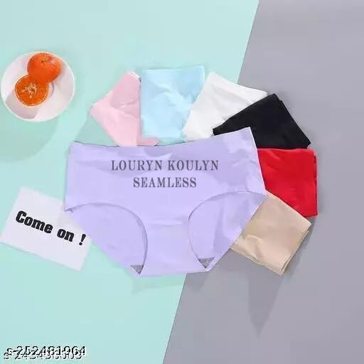 Image of No-Show Women's Panties:Women's (Multicolor) Seamless Hipster Ice Silk Panty Mid-Waist Laser Cut Underwear Seamless Panties