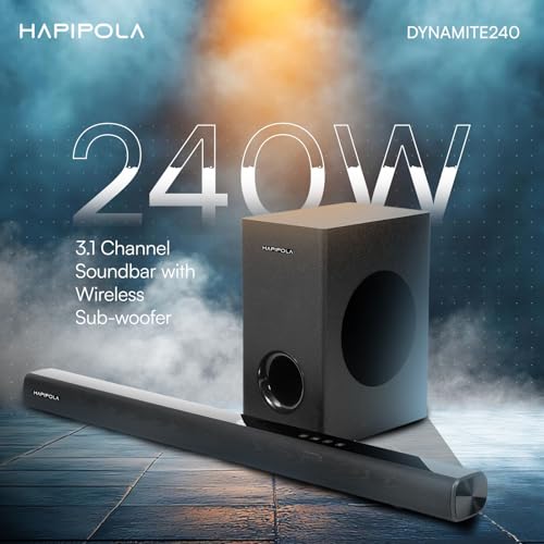 Image of HAPIPOLA Dynamite240 2.1 Channel Home Theatre System, 240W RMS Output, HDMI Input, BT5.3 Connectivity, Optical Input, Aux Input (Dynamite 240)