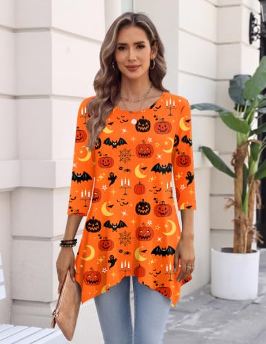 Image of Zeagoo Womens Tops 3 /4 Sleeve Loose Fit Dressy Tunics Plus Size Boho Shirts