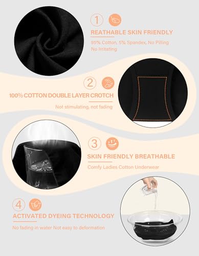 MISSWHO Cotton Soft Women Underwear Full Coverage Elasticity Panties Comfortable Briefs For Ladies 5 Packs Medium