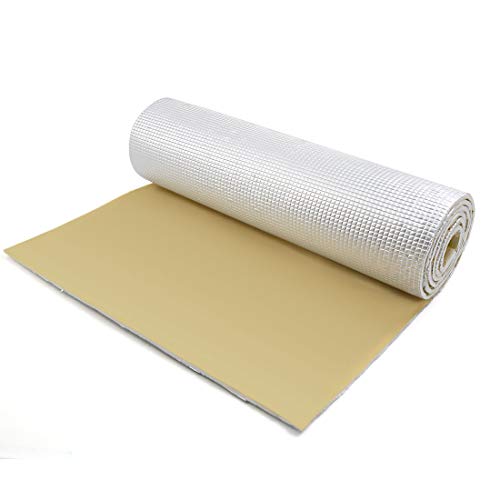 sourcing map 200cm x 50cm Vehículo Insonorizante Forro Aluminio Papel Adhesivo 6mm de Espesor Espuma Aislante de Calor Aislamiento Térmico Acústico Amortiguación de Sonido