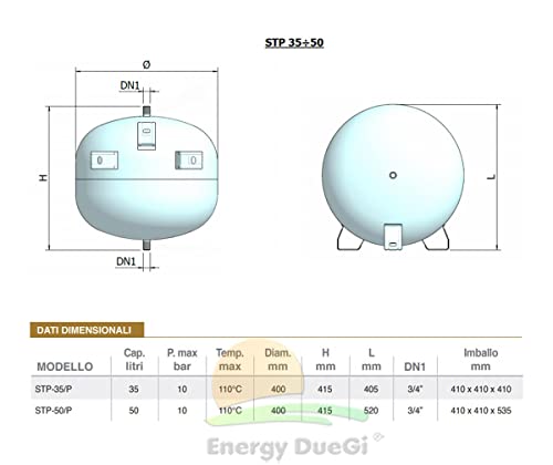 Elbi Vaso Di Espansione 35 Lt Per Svuotamento, Drain Back, Vaso Stemperatore Di Raccolta - 3
