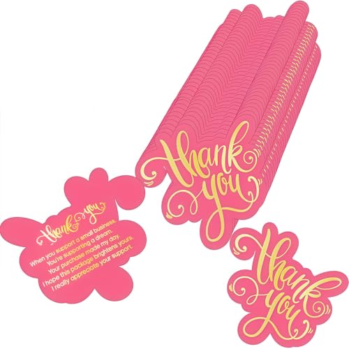 Apoukmty 200 Pcs Small Business Thank You Cards, 3.5 * 3.14 Inches, Pink Mini Thank You Cards for Online Retailers and Local Stores