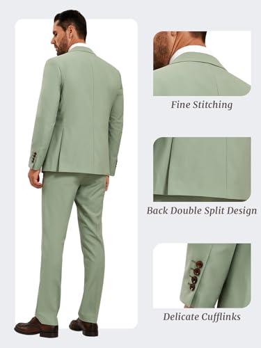 Mens Slim Fit 2 Piece Suit One Button Peek Lapel Tuxedo Solid Jacket Pants Set for Prom Wedding3