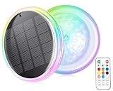 Qoolife Poolbeleuchtung Solar, 2 Stück Poolbeleuchtung Unterwasser mit Fernbedienung, IPX7 Wasserdicht Teichbeleuchtung Solar Pool Licht, 12 Farbmodi, Timer für Schwimmbad, Halloween