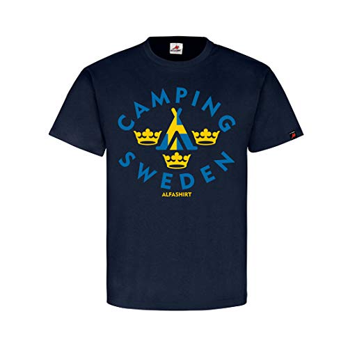 T-shirt Suède camping trois couronnes bleu grand confort