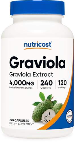 Nutricost Graviola Extract 240 Capsules for 120 Servings - Soursop (Annona Muricata) Leaf Vegan Gluten-Free GMO-Free
