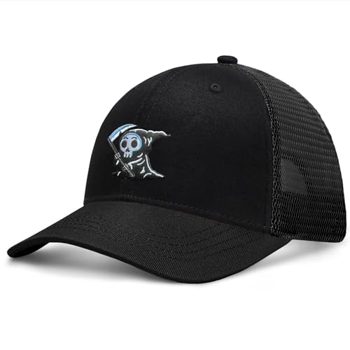 Ghost Type Anime Embroidered Hat Halloween Skull Cap Cool Hats Ghost Goth Baseball Cap Interesting Gifts for Dad Mom Boyfriend/Girlfriend